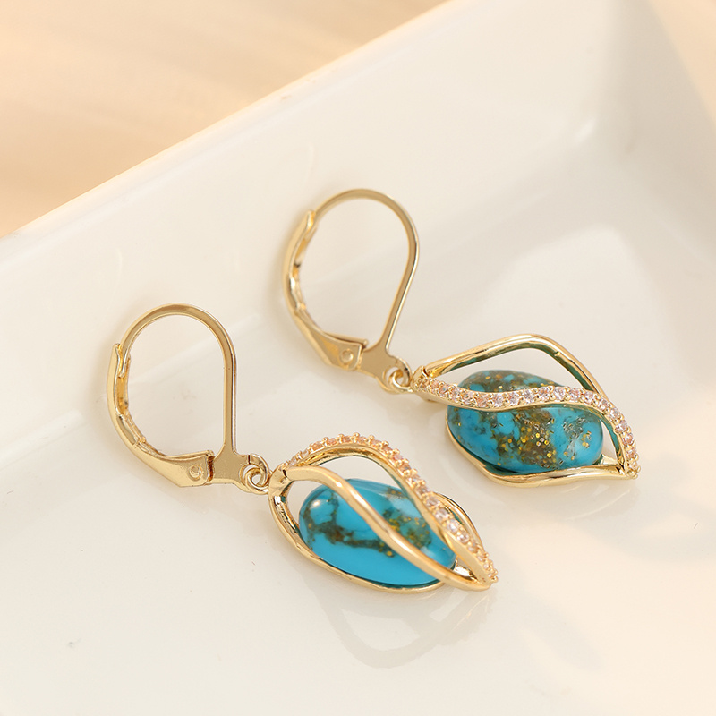 Women's Bohemian Exotic Blues Textured Earrings, Perfect for Vacations